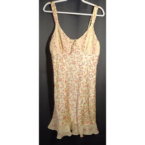 Cabernet Slip Dress M Butter Yellow Floral Midi Y2K Cottagecore Lettuce Hem